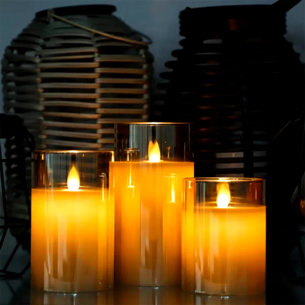 Illuminate Your Space with 3Pcs/Set LED Flameless Candles - Flickering Light & Remote Control for Weddings, Festivals, and Home Decor