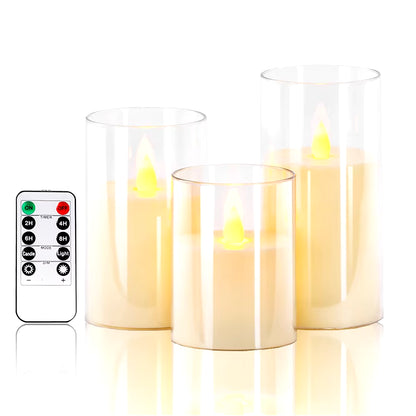 Illuminate Your Space with 3Pcs/Set LED Flameless Candles - Flickering Light & Remote Control for Weddings, Festivals, and Home Decor