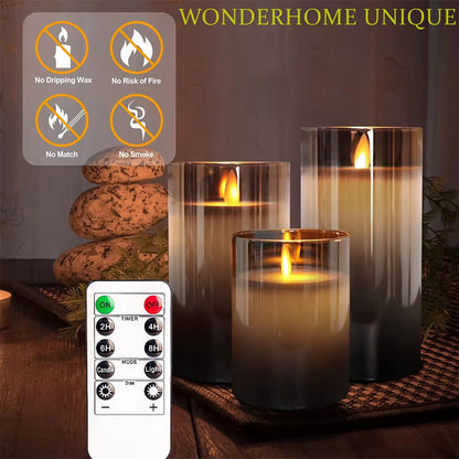 Illuminate Your Space with 3Pcs/Set LED Flameless Candles - Flickering Light & Remote Control for Weddings, Festivals, and Home Decor