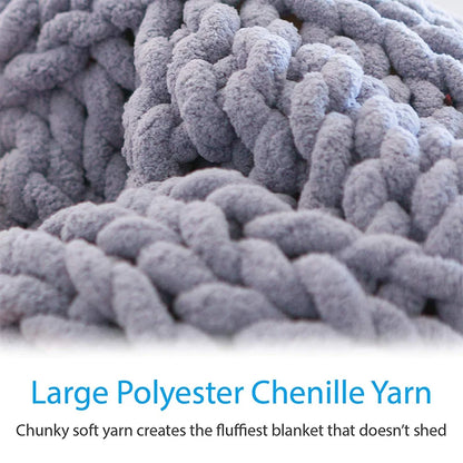 Luxurious Hand-Knitted Chenille Blanket - Cozy Coarse Wool Woven Throw for Home and Travel