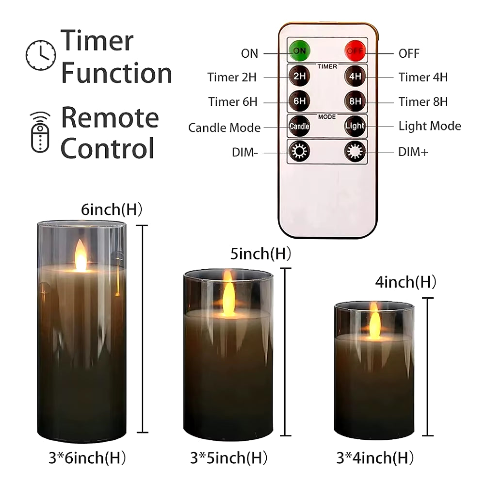 Illuminate Your Space with 3Pcs/Set LED Flameless Candles - Flickering Light & Remote Control for Weddings, Festivals, and Home Decor