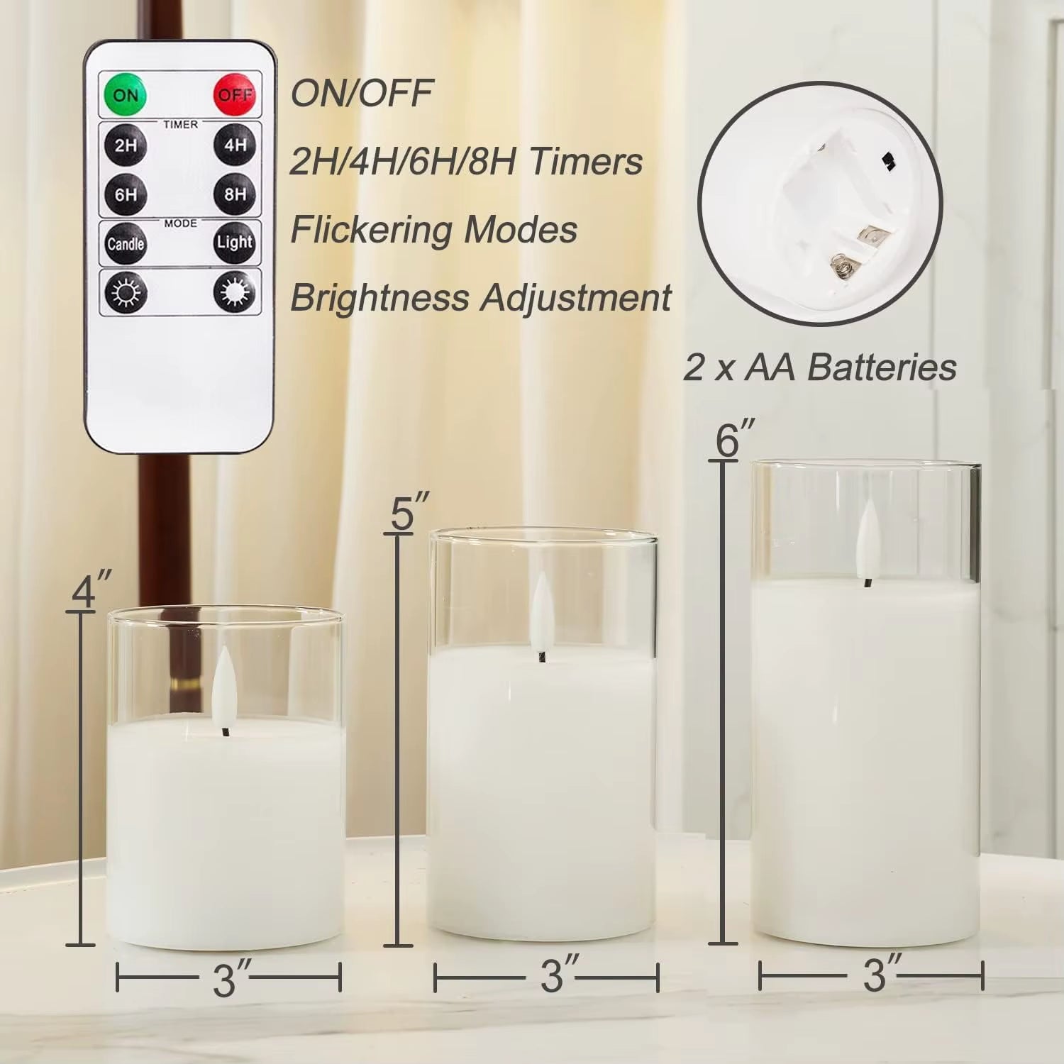 Illuminate Your Space with 3Pcs/Set LED Flameless Candles - Flickering Light & Remote Control for Weddings, Festivals, and Home Decor