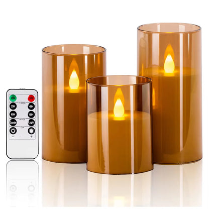 Illuminate Your Space with 3Pcs/Set LED Flameless Candles - Flickering Light & Remote Control for Weddings, Festivals, and Home Decor