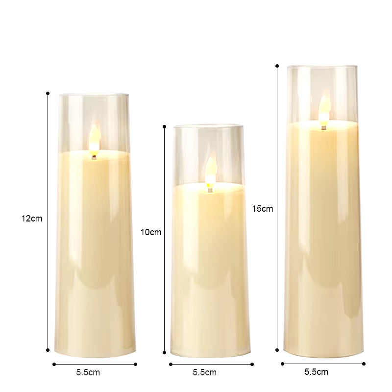 Illuminate Your Space with 3Pcs/Set LED Flameless Candles - Flickering Light & Remote Control for Weddings, Festivals, and Home Decor